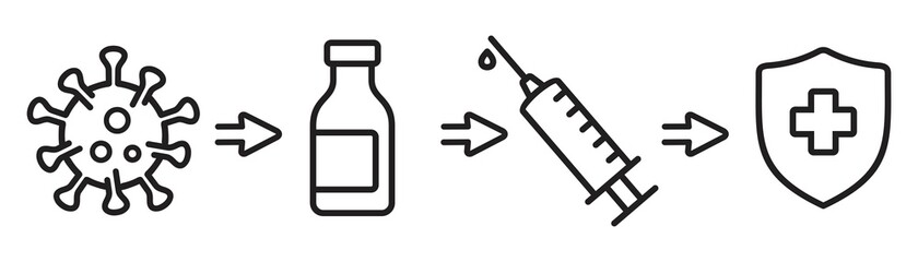 vaccine icon set, vaccine step by step symbol, vector illustration - obrazy, fototapety, plakaty