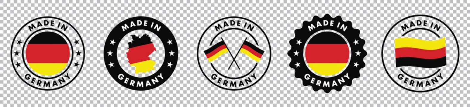 set of made in the germany labels, made in the germany logo, germany flag , germany product emblem, Vector illustration.	