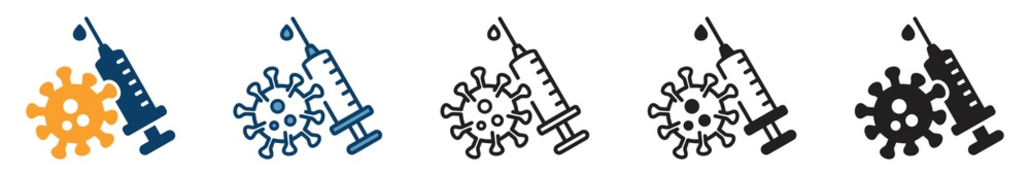 Vaccine Icon Set, Vaccine Icon In Different Style, Vector Illustration