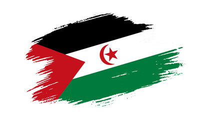 Patriotic of Western Sahara flag in brush stroke effect on white background