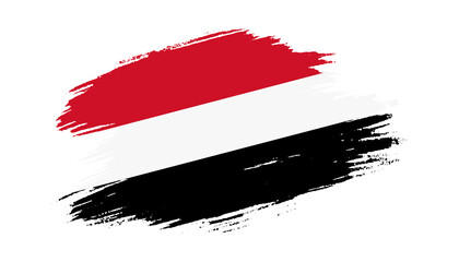 Patriotic of Yemen flag in brush stroke effect on white background