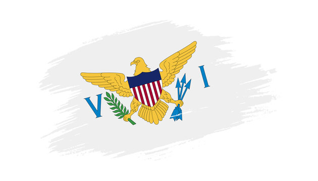 Patriotic of United States Virgin Islands flag in brush stroke effect on white background