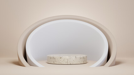 3d render of vector abstract background. Podium for show product. Blank scene showcase mockup with empty round stage.