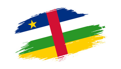Patriotic of Central African Republic flag in brush stroke effect on white background