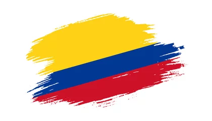 Foto op Canvas Patriotic of Colombia flag in brush stroke effect on white background © Yagnik