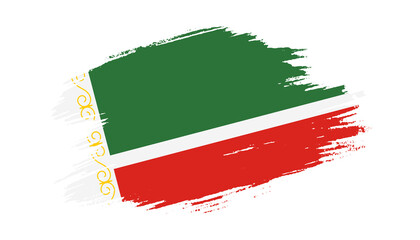 Patriotic of Chechnya flag in brush stroke effect on white background