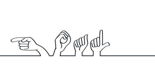 Deaf sign language. Slogan goal, for Football supporters, hand gesture soccer ball sign. Flat vector wk, ek bannen.