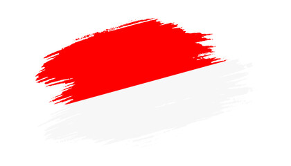 Patriotic of Indonesia flag in brush stroke effect on white background