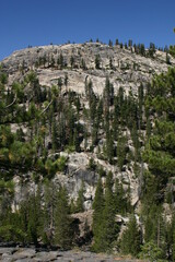 Fototapeta na wymiar Cliff Formations with Trees in Mammoth National Park, California, in the Sierra Nevadas