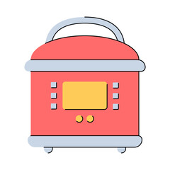 Multicooker. Slow cooker. Kitchen appliances. Flat style. Isolated vector illustration on white background.