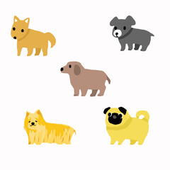色々な種類の犬のイラスト