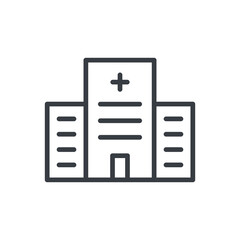 Hospital building line icon. Medical outline center. Vector isolated on white