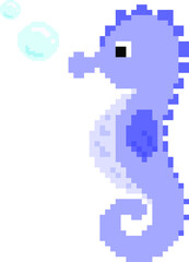 Fototapeta premium Pixel seahorse. Isolated vector illustration in 8 bit style