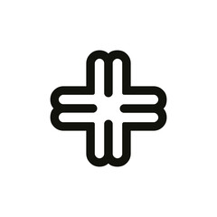 Initial letter m, m3, mb, bm, m4, b4, 4m, 4b logo template with geometric cross line art illustration in flat design monogram symbol