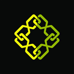 Number 8 logo template with geometric sacred chain line art illustration in flat design monogram symbol