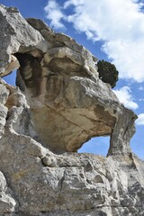 Strange limestone rock. Etrange rocher de calcaire. Massif des Alpilles, Provence, France