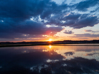 sunset over the lake