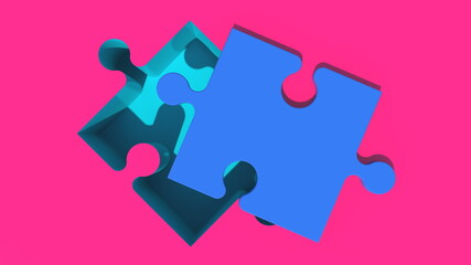 Blue puzzle piece near hole