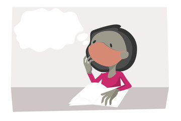 Niño o niña que lee y piensa