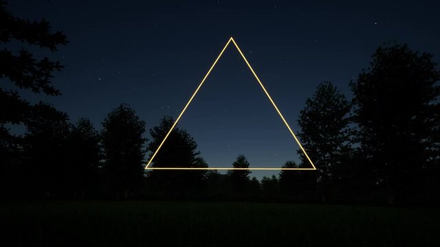 Neon triangle line technology blink on night starr