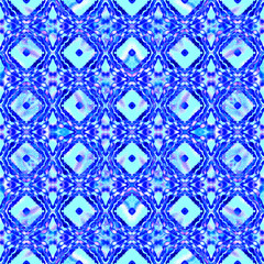 Geo Art Ornament. Blue, Cyan, Indigo Fabric.