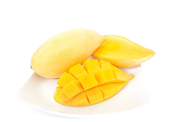 Ripe mango, mango isolated on white background.