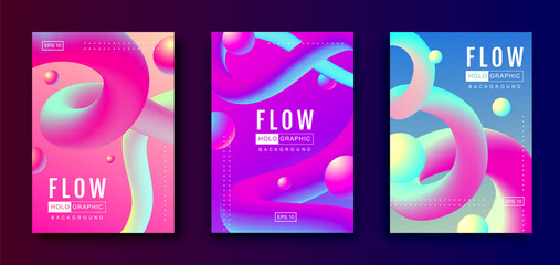 Gradient abstract 3D fluid background. Ser of Modern covers design. Vector illustration