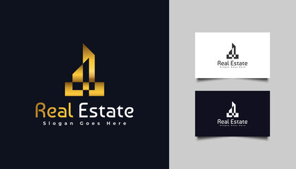 Luxury Gold Real Estate Logo. Construction Architecture Building Logo Design Template Element