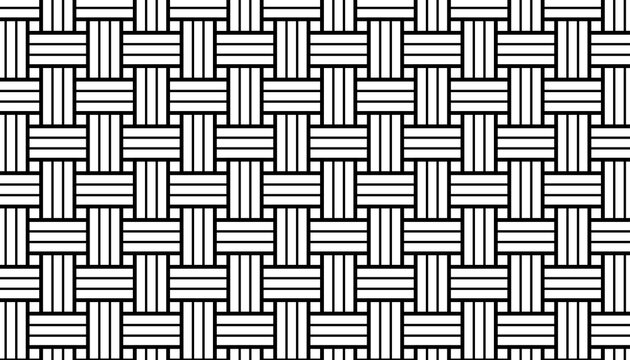 Seamless wicker pattern, basket weave pattern in black and white background for Fabric and textile printing, jersey print, wrapping paper, backdrops and , packaging, web banners