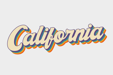 california colourful vector retro lettering - obrazy, fototapety, plakaty