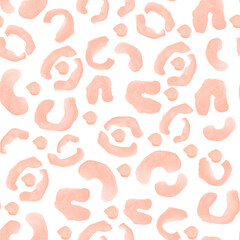 Pink leopard spots watercolor seamless pattern. Template for decorating designs and illustrations.