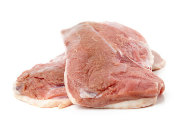 Two duck fillets shot on white