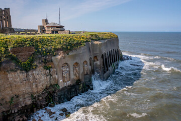 Tynemouth Priory and Castle Cliffs Over the Sea