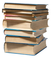 stacked old book isolated on white background