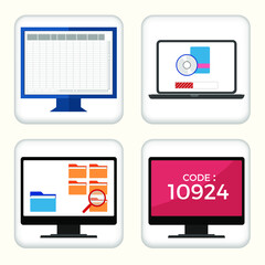Vector illustration Set for Spread sheet, Software Upload Error and more.... EPS10
