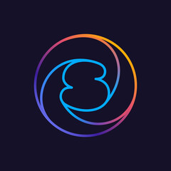 S letter one line colorful logo.