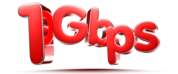 3D illustration 1 Gbps red circles isolated on a white background.(with Clipping Path).