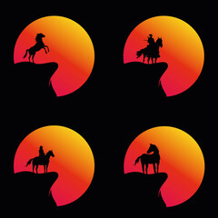 horse logo black creative vector logo