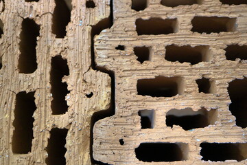 Hollow building bricks.