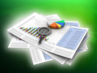 3d rendering Stock market online business concept. business Graph search