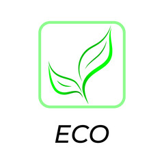 Icon logo two leaves plants eco