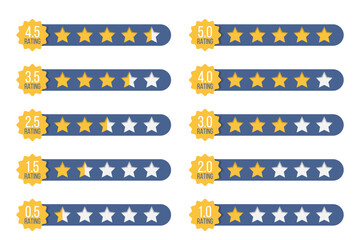 Set of stars rating badges in a flat design