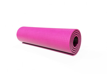 3d rendering of a half rolled yoga mat isolated on white background. Fitness and health. Exercise equipment. Yoga and pilates.