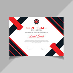 Modern Certificate Of Appreciation Design Template, education, company, business certificate design, red color, Vector illustration.