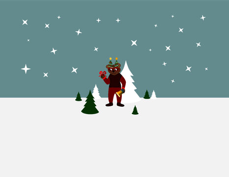 Cute Christmas bear with bell