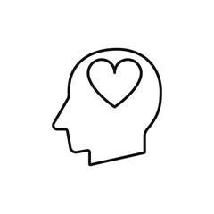 Human head with heart sign silhouette vector illustration