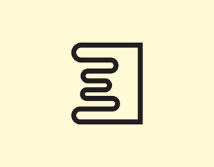 Line E Letter Initial Negative Square Logo Design Template. Business, Company Icon Line Art Vector