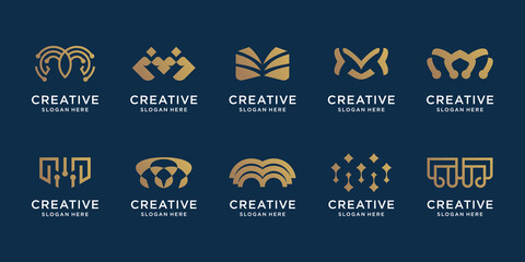 Fototapeta premium Set of collection monogram initial M logo template. Premium Vector