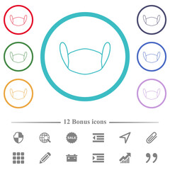 Medical face mask flat color icons in circle shape outlines