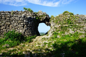 Tamagusuku Castle ruins, Tamagusukujo in Okinawa, Japan - 日本 沖縄 玉城城跡 - obrazy, fototapety, plakaty